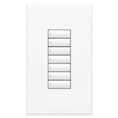 Teclado de pared seeTouch QS de 7 botones con retroiluminación y LED de estado, estilo insert, alimentado por QS Link, color blanco, para GRAFIK Eye QS, Sivoia QS y Quantum