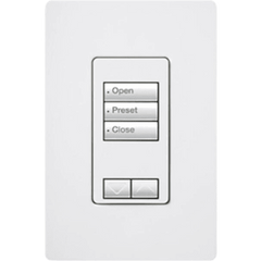 Teclado de pared seeTouch de 3 botones con subir/bajar para control de luces y cortinas en sistemas RadioRA 2, 120 V, retroiluminado, color blanco
