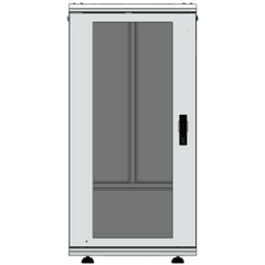Gabinete Rack 24 Unidades / 19 Pulgadas / Puerta de Cristal / Piso / Acero Calibres 16-18-20 / 750 Kg Carga / 600x605x1190 mm (23.6x23.8x46.9 in) / Vidrio con Cerradura