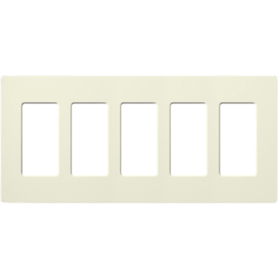 Placa de pared Satin Colors de 5 espacios sin tornillos visibles, color biscuit, para atenuadores, switches y controles Pico