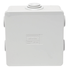 Caja Estanca de PVC Para Derivación y Conexión, 6 Entradas, Tapa a Presión, 80×80×40 mm (Mayor Área Interna, Uso Exterior IP44, Material que no Propaga el Fuego y Libre de Hálogenos