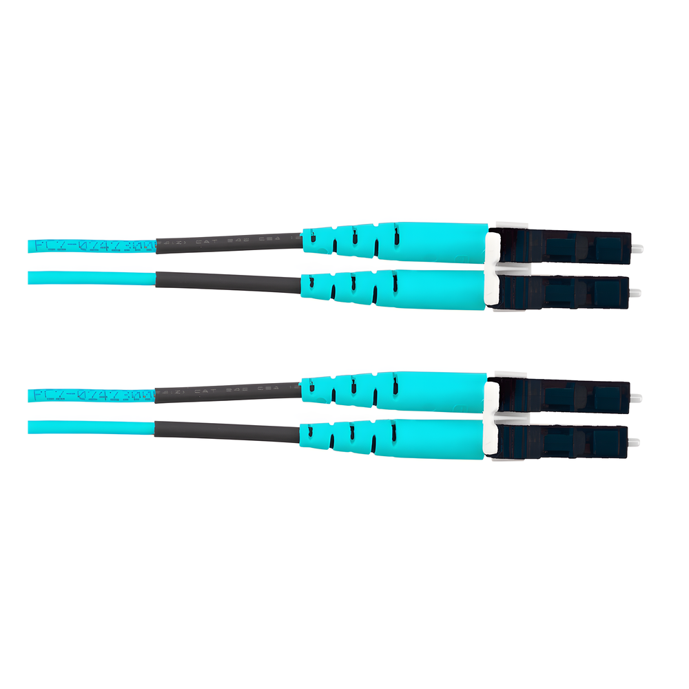 Jumper de Fibra Optica Multimodo 50/125 OM4, LC-LC Duplex, LSZH, Color Aqua, 3 Metros (9.84 Pies)