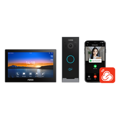 Kit Videoportero IP / Estación Interior i504W + Frente de Calle i60 / Pantalla Táctil 7" HD / Videollamadas H.264/H.265 / Wi-Fi Dual Band / PoE / App Fanvil Link / ONVIF / 10,000 Tarjetas RFID