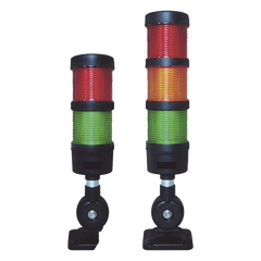 Torre LED Indicadora de estado de 2 niveles color Rojo y Verde, con Buzzer integrado a 85 dB,  a 110-240 VCA con Montaje incluido de 60 mm de diámetro