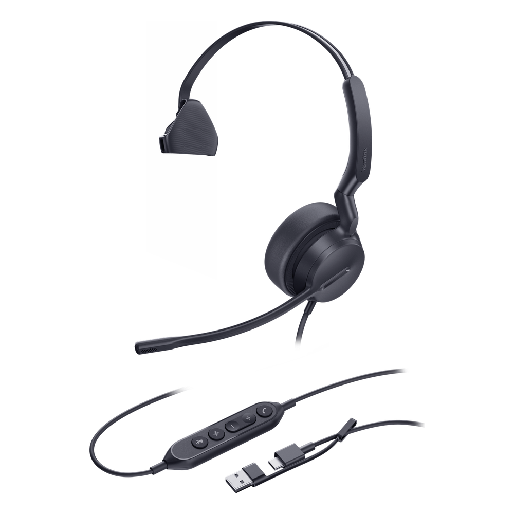 Yealink UH42 SE Mono, cancelación de ruido USB-C/A y 3,5 mm con indicador de ocupado, plug and play