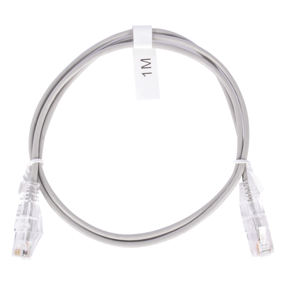 Cable de Parcheo Slim UTP Cat6 - 1 Metro (3.28 Pies), Gris, Diámetro Reducido (28 AWG)