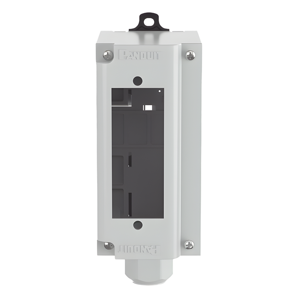 Panel de Parcheo Modular para Fibra Óptica, de Instalación en Riel DIN Estándar de 35 mm (1.38 pulgadas), Acepta Una Placa Acopladora FAP, Color Gris