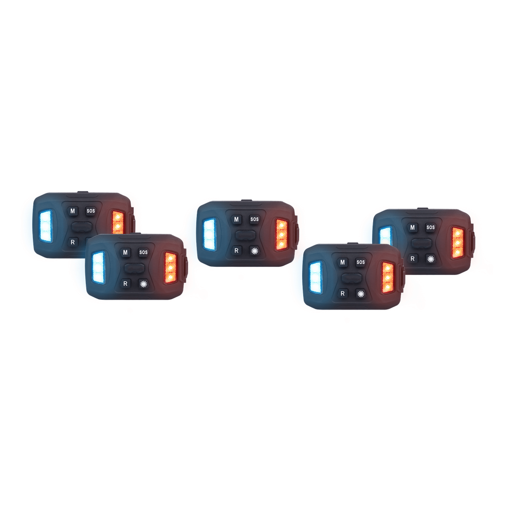 Luz Auxiliar Recargable, 26 LEDs, Rojo/Azul/Blanco, Incluye Clip y Base Magnética