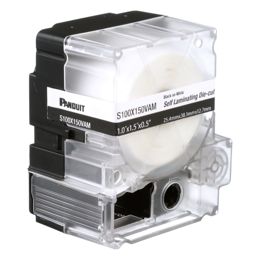 Casete de 175 Etiquetas Autolaminadas de 25.4 x 38.1 mm (1 x 1.5 pulgadas), para Cables de 4 a 8.1 mm (0.16 a 0.32 pulgadas) de Diámetro, Área de Impresión Color Blanco