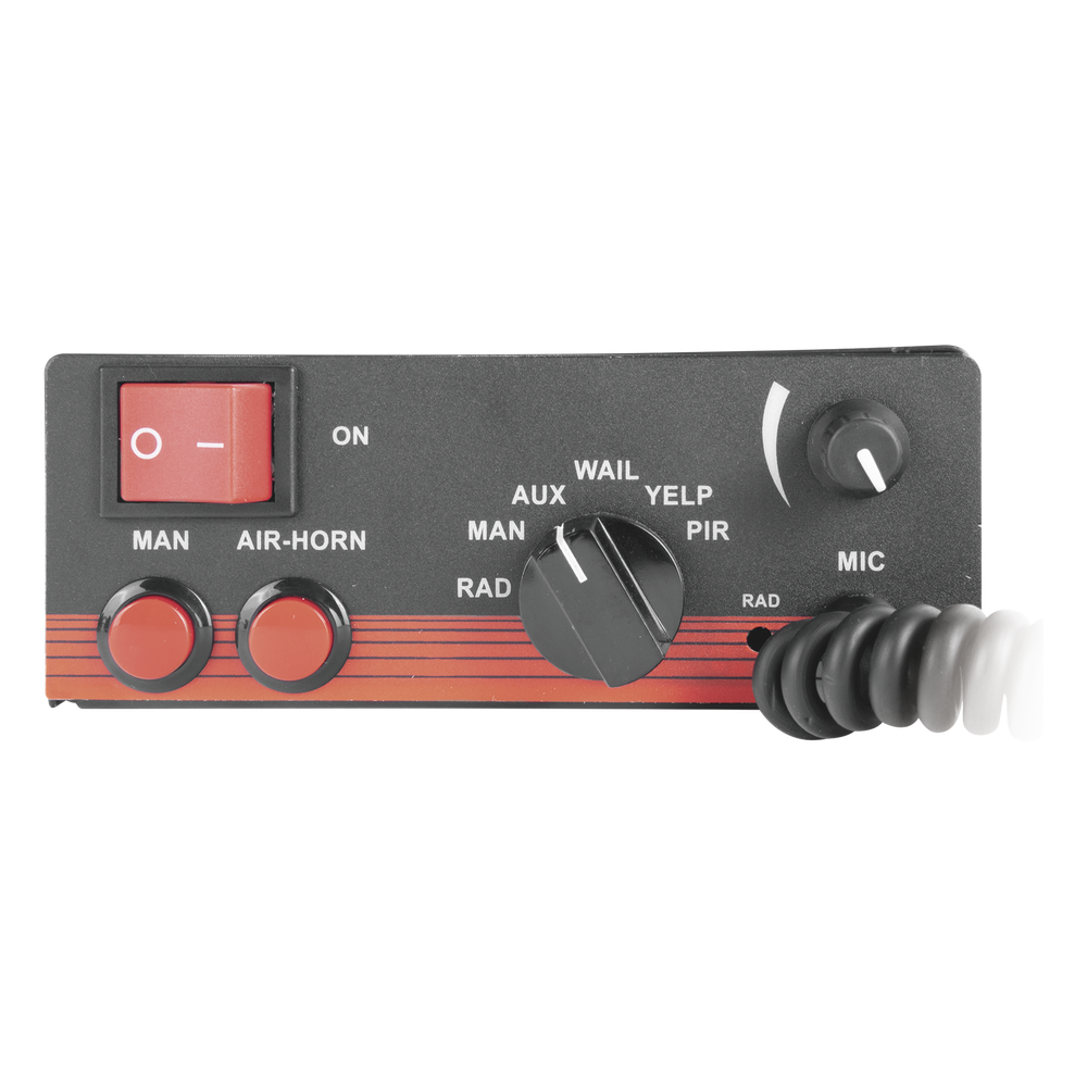 Sirena Vehicular de 200W de Potencia, Con Switch Giratorio de 6 posiciones, Micrófono de Uso Rudo e Interconexión a Radio