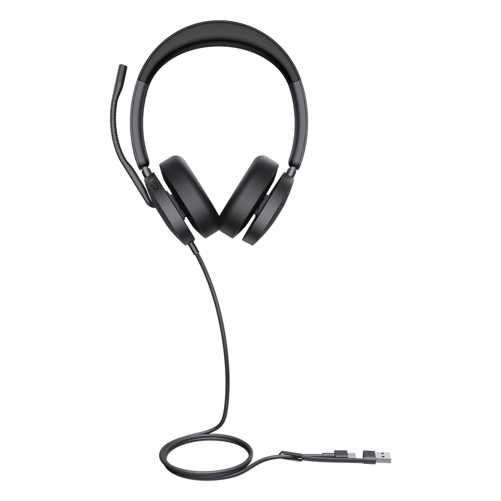 Auriculares Yealink UH48 Dual con cancelación de ruido activa por IA para Microsoft Teams, USB-C/A e indicador de ocupado