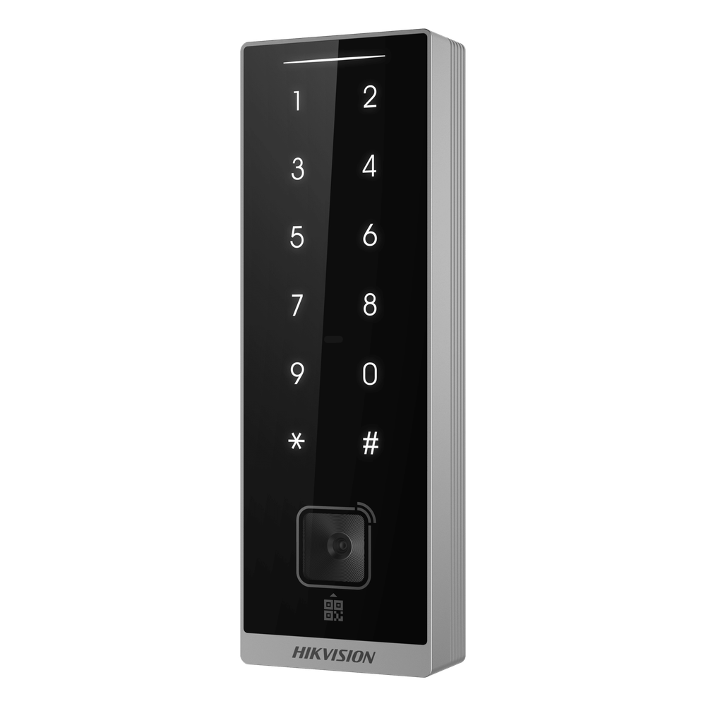 Teclado Esclavo con Lector de Tarjetas Virtuales Bluetooth y Códigos QR / Tarjetas MIFARE y PROX EM / Contraseñas / RS-485 Wiegand OSDP / Frecuencias 13.56 MHz y 125 KHz / Autenticación Tarjeta PIN QR Bluetooth / Táctil
