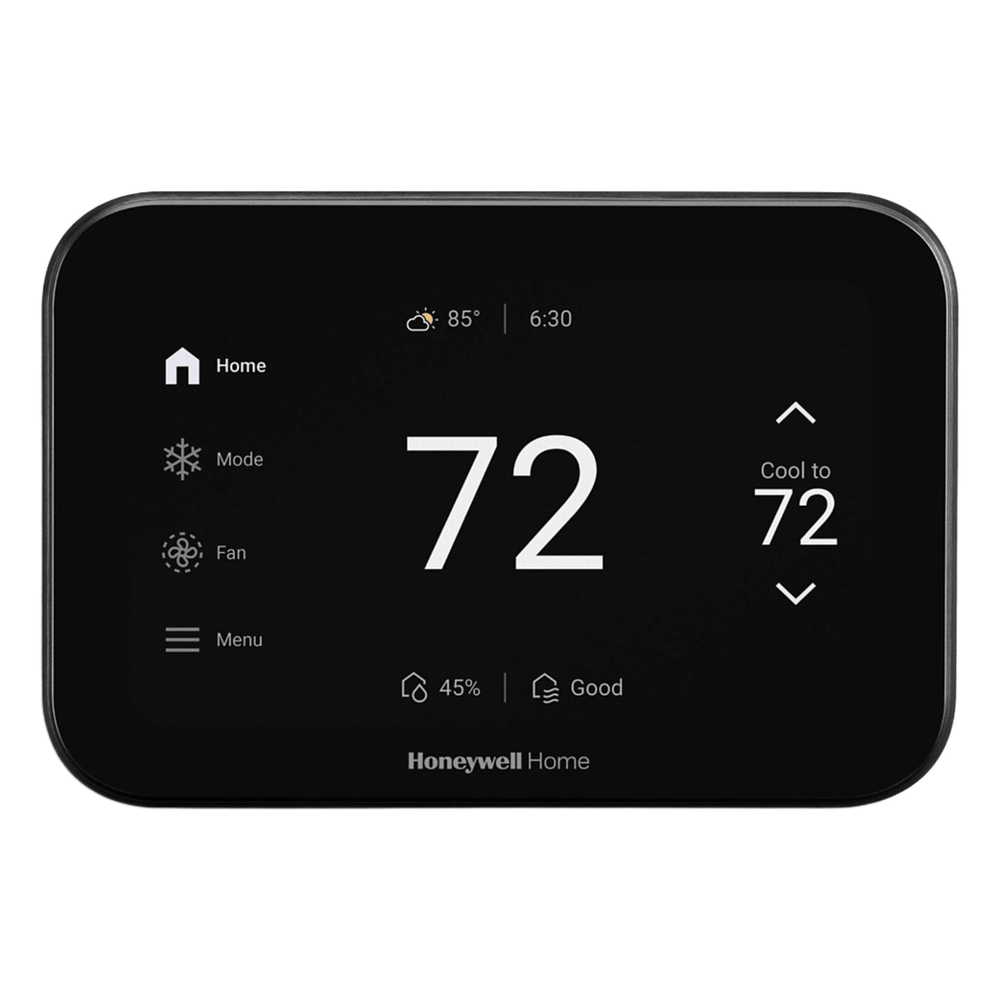 Termostato inteligente con pantalla táctil de 5 pulgadas, control de calidad de aire (IAQ), hasta 4H/2C bomba de calor, Wi-Fi, Bluetooth y Matter, color negro