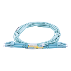 Jumper de Fibra Óptica Multimodo OM3 50/125 LC-LC OFNR (Riser), 2.0 mm, Dúplex, Aqua, 3 Metros (9.84 Pies)