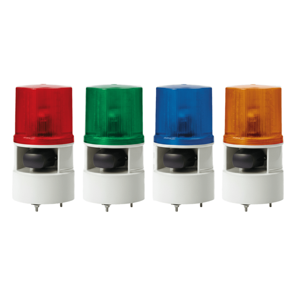 Luces de advertencia color Ámbar con sirena incorporada con 5 tonos máx. 105 dB en 110 VCA
