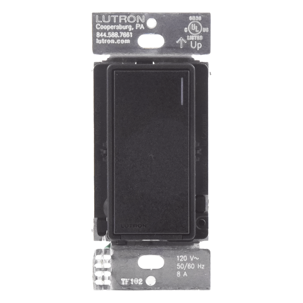 Apagador electrónico Sunnata de encendido y apagado, 8 A en iluminación y motores de 1/4 HP a 120 V, requiere neutro, color negro Midnight satinado, para sistema RadioRA 3