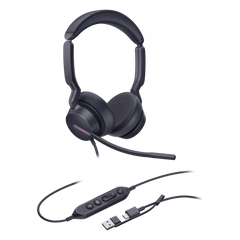 Auriculares Yealink UH46 Dual con cancelación de ruido por IA para Microsoft Teams, USB-C/A e indicador de ocupado