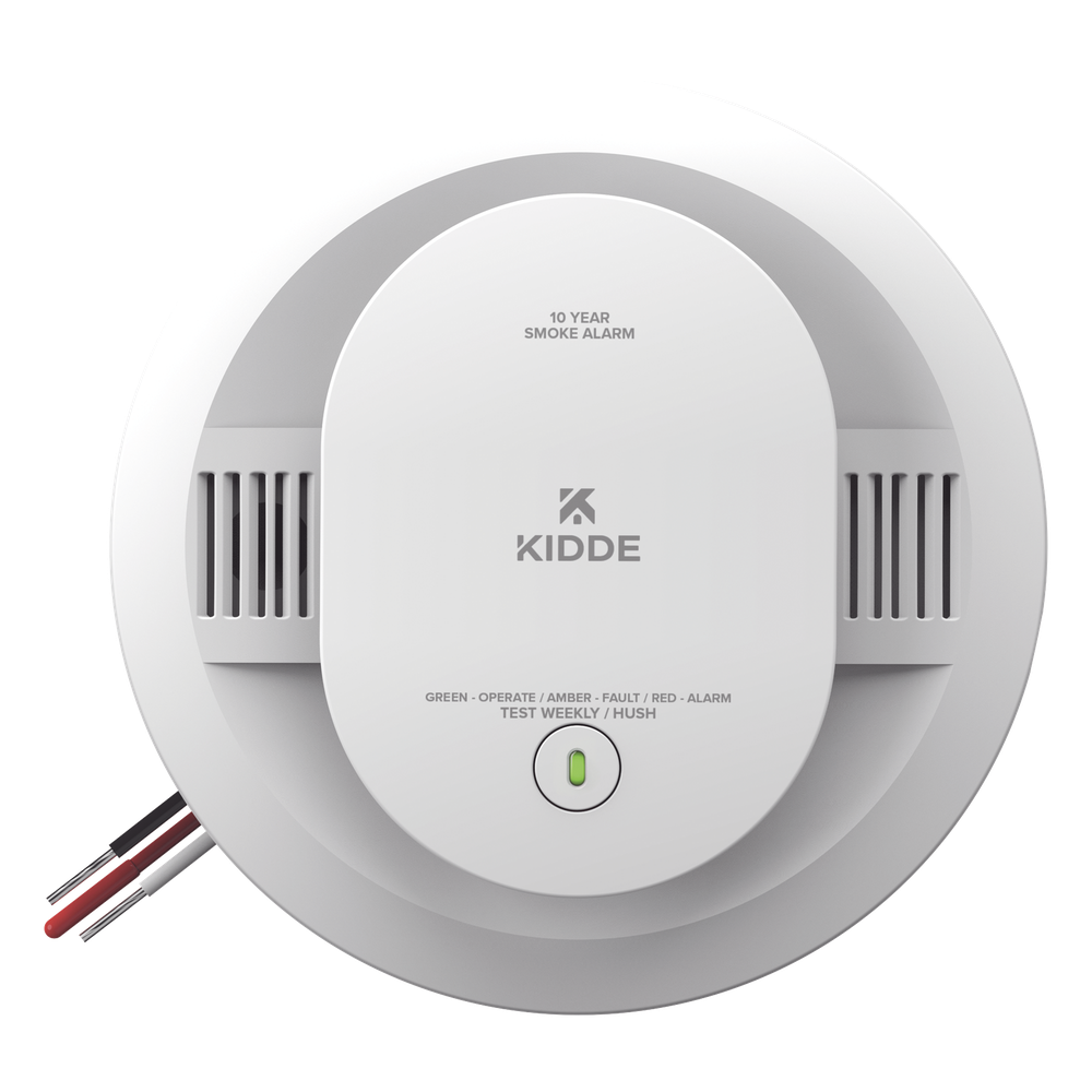 Detector de humo fotoeléctrico alámbrico 120 V CA con batería sellada de 10 años, interconexión hasta 24 dispositivos, pieza