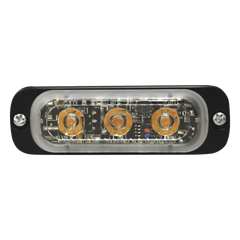 Luz Auxiliar de 3 LED, Ambar, Lente Transparente, SAE