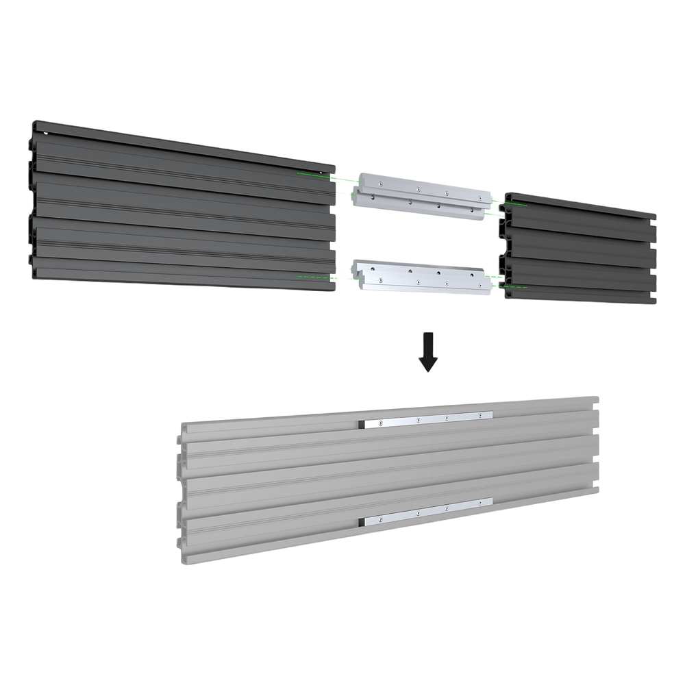 Accesorio_ Riel de Aluminio con Longitud 1000 mm |  Incluye Tapas laterales  | Compatible con estructura para Videowall | Diseño Modular