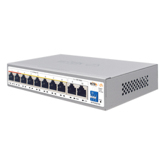 Switch PoE / Administración en la nube / Con 8 puertos 10/100 Mbps PoE af/at / 2 Puertos Uplink 10/100/1000 Mbps / Presupuesto 100 W / PoE hasta 250 metros / Soporta protocolo ONVIF