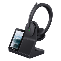 Auriculares estéreo Yealink WH68 para estaciones de trabajo edición MS/ Pantalla táctil de 4" Base DECT y auriculares con Bluetooth integrado/ Cancelación activa de ruido/ Triple conexión/ Hub USB