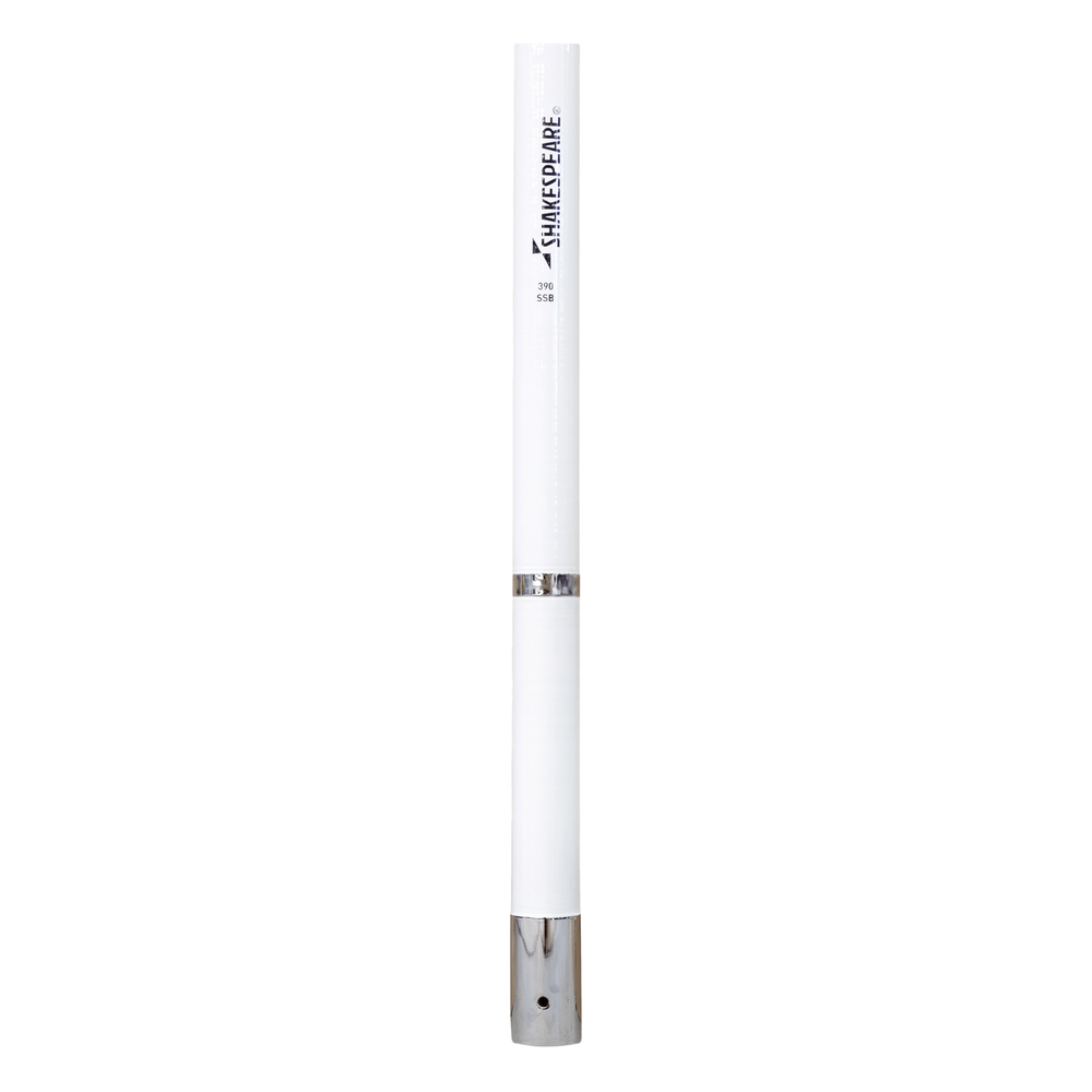 Antena Marina HF SHAKESPEARE 390 / Fibra de Vidrio / 2-30 MHz / 1 kW / 2 Secciones / Requiere Sintonizador / Resonancia 10.8 MHz