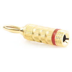 Conector Banana Tipo Tornillo para Bocinas | Instalaciones Profesionales de Audio | Chapado en Oro | Color Rojo (1 Pieza)