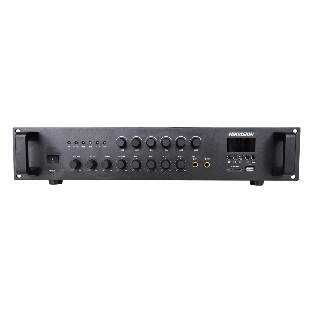 Amplificador de Audio | Bluetooth | 240 W | 6 Zonas con Control de Volumen Independiente | 70/ 100V COM | Montaje en Rack | Voceo y Musica Ambiental
