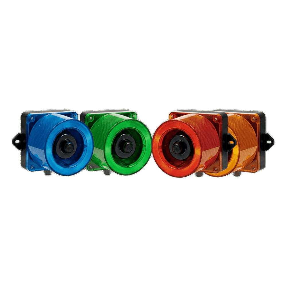 Combinacion de baliza LED color Rojo y sirena electrónica de 31 tonos resistente a la intemperie de volumen máx. 123 dB a 12-24 VCD