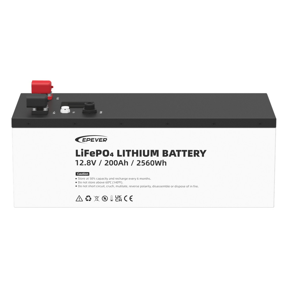 Batería de litio LiFeO4 12.8Vcc, 200Ah, 2.56Kwh, Pantalla LCD para Monitoreo Local, Carcasa Metálica
