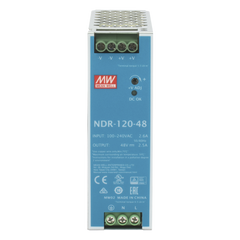 Fuente de poder industrial de 120 W, salida 48 Vcc, entrada 90~264 VCA, para montaje en riel DIN,