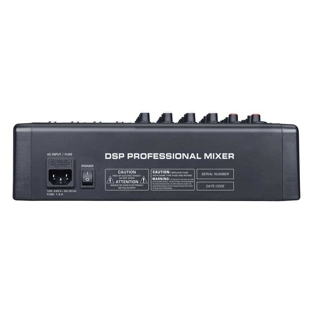 Consola de Mezcla Analógica | 8 Canales | 6 Entradas Mic/Línea | 12 Salidas | DSP Efectos | USB Media | Bluetooth | Montaje en Rack