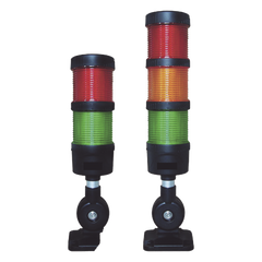 Torre LED Indicadora de estado de 2 niveles color Rojo y Verde, con Buzzer integrado a 85 dB,  a 24 VCD con Montaje incluido de 60 mm de diámetro