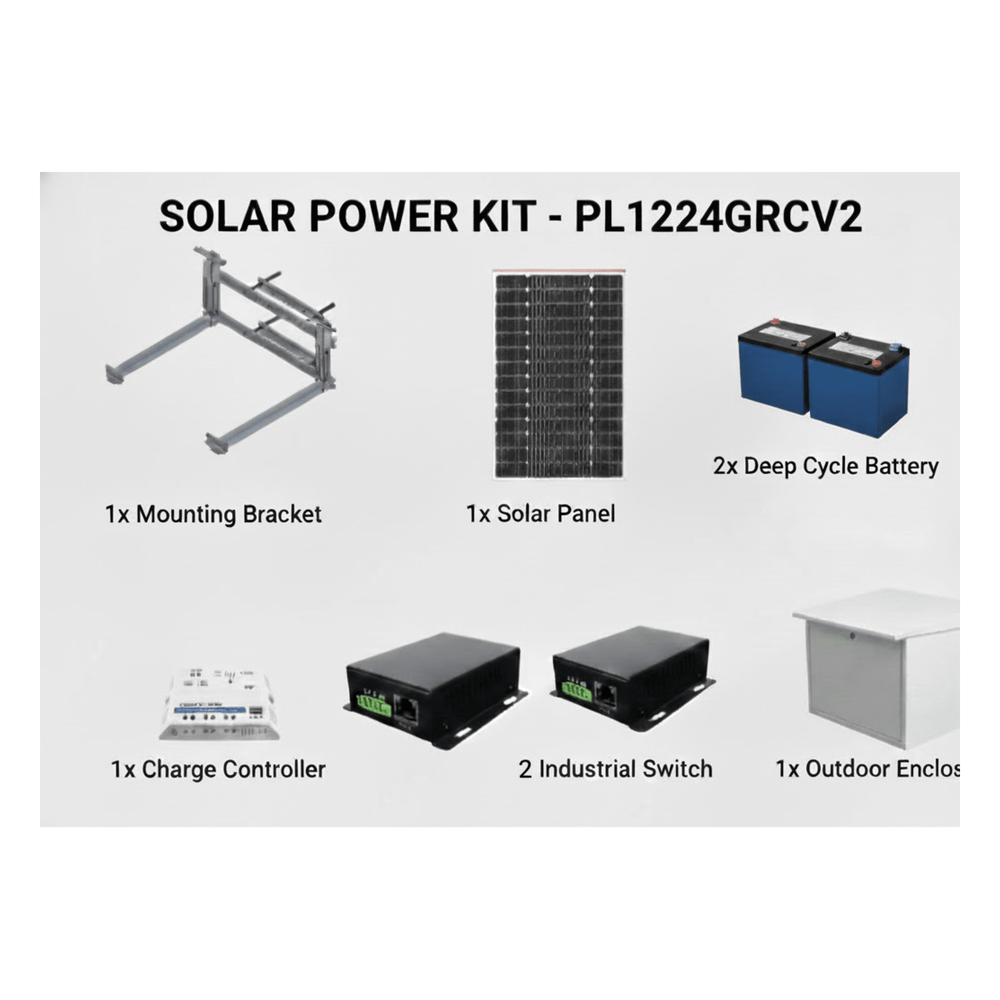 Kit Solar de 28 W con PoE Pasivo 24 Vcc para 2 Radios de Ubiquiti airMAX, Cambium ePMP