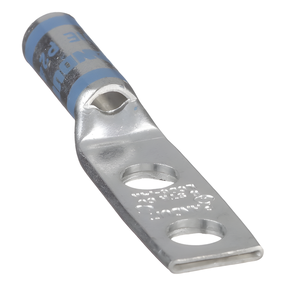 Zapata de compresión LCD6-14A-L para cal. 6 Awg, Doble barreno para tornillo prisionero de 1/4, Espaciado de orificio 16mm, 1 Pz