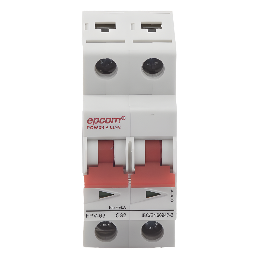 Protección Térmica/ Interruptor 2P, 32A,  Corriente Directa  800 Vcc para Aplicación Fotovoltaica Montaje Riel DIN
