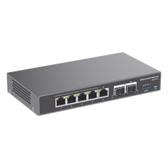 4 en 1: Firewall Nueva Generación, Router, IP PBX (24 usuarios / 8 llamadas), Switch Gigabit de 5 Puertos (4 PoE) y 2 Puertos SFP 2.5 Gigabit / Todos los puertos son configurables WAN/LAN, máximo 3 x WAN