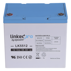 Batería de respaldo 12 V | 55 Ah |  AGM | Especial para Seguridad Electrónica | UPS | Sistemas de Emergencia  | Vida útil 5 años | Terminales T2