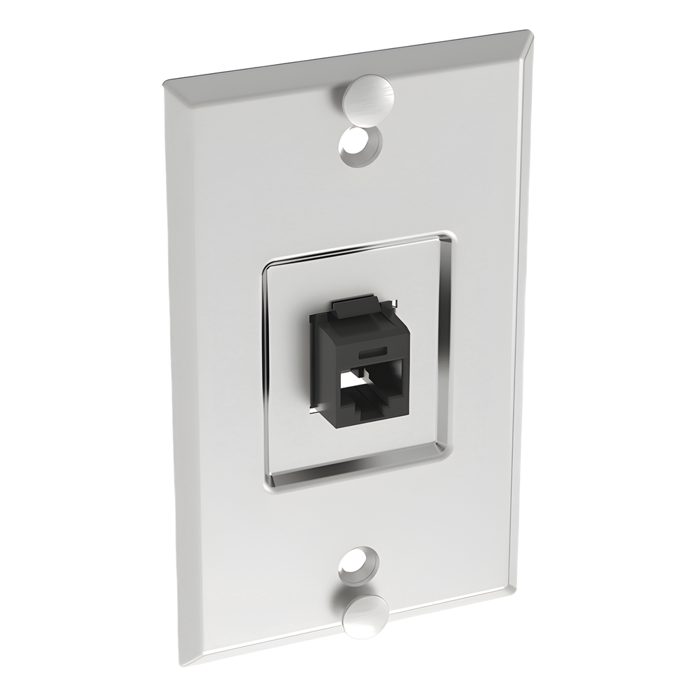 Placa de Pared Telefónica, Salida de 1 Puerto Keystone, Con Jack Cat5e Estilo TP, de Acero Inoxidable