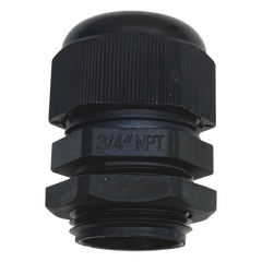 Conector Plástico Negro Tipo Glándula para Rosca NPT 3/4"