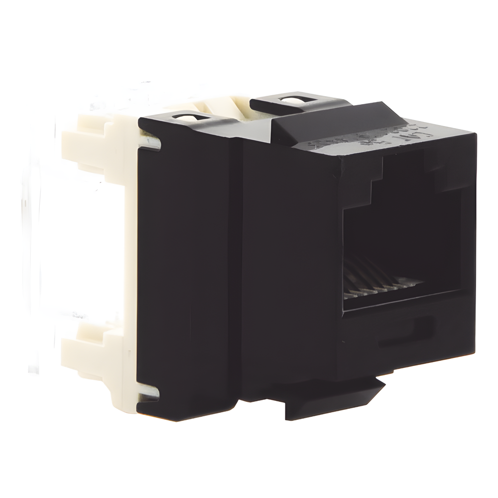 Conector Jack Estilo 110 (de Impacto), Tipo Keystone, Categoría 5e, de 8 Posiciones y 8 Cables, Color Negro