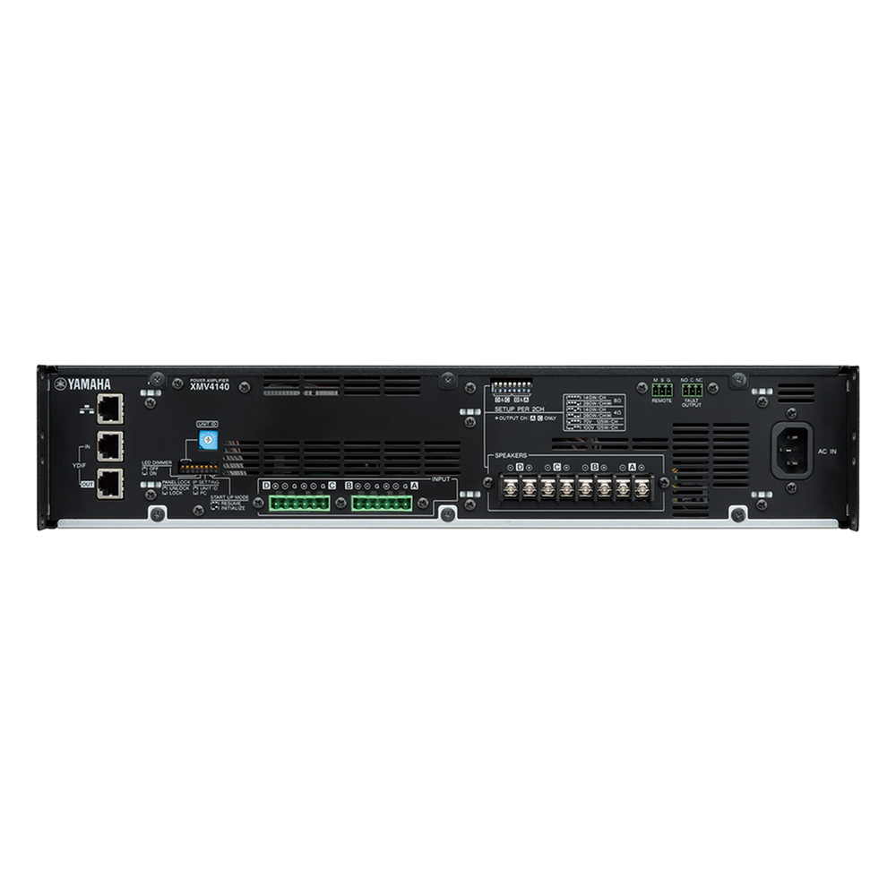 Amplificador de Audio Multicanal con Conexión Análoga / YDIF | 4 Canales, 140W | 8 OHMS | 70/100V