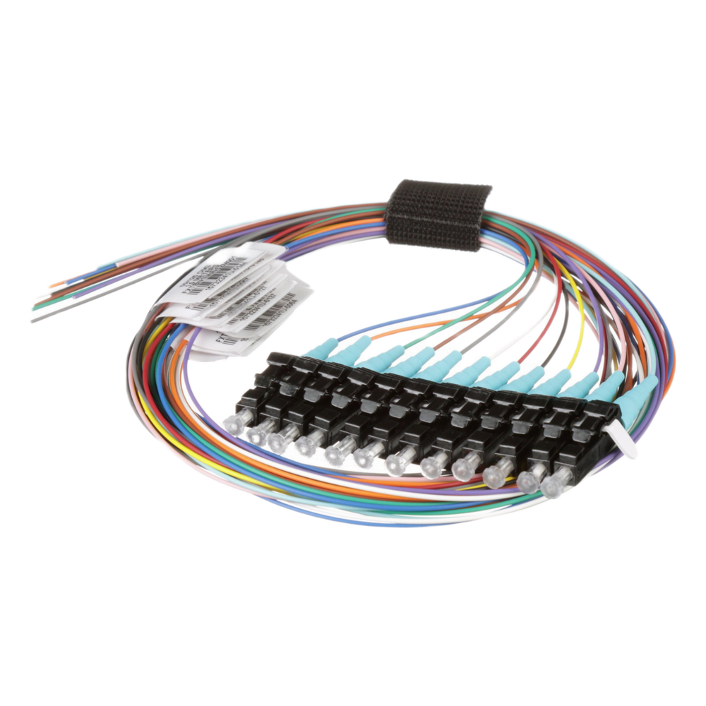 Kit de 12 Pigtails con Conector LC, Multimodo 50/125 OM4, 900um, de 1 Metro (3.28 Pies)