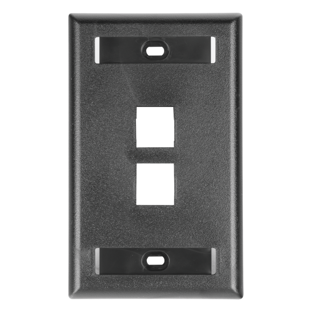 Placa de Pared Vertical, Salida Para 2 Puertos Keystone, Con Espacios Para Etiquetas, Color Negro