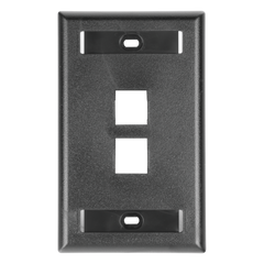 Placa de Pared Vertical, Salida Para 2 Puertos Keystone, Con Espacios Para Etiquetas, Color Negro