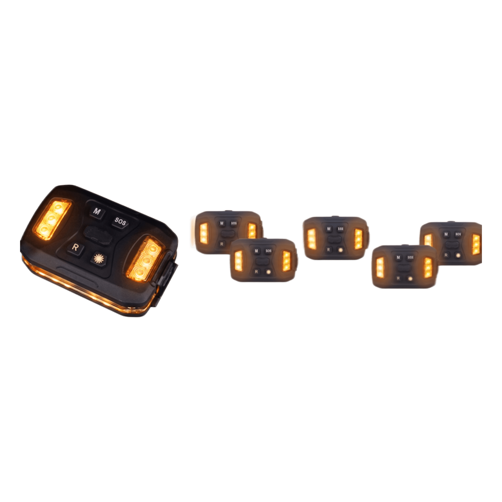 Luz Auxiliar Recargable, 26 LEDs, Rojo/Azul/Blanco, Incluye Clip y Base Magnética