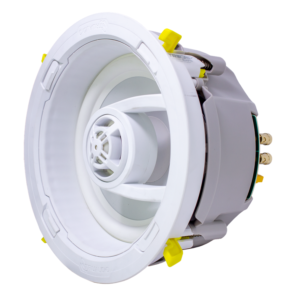 Ghost series, altavoz de 3 vías de plafón 9in, diseño trugrip  sin herramientas, woofer de polipropileno blanco, 150w 8ohms