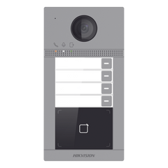 Videoportero IP 2 Megapixel / Llamada y Apertura Remota desde App Hik-Connect (Requiere monitor )/ PoE / Exterior IP65 + Antivandalico IK08 / 4 Departamento / Apertura con Tarjeta / Soporta 2 Puertas y hasta 6 Monitores