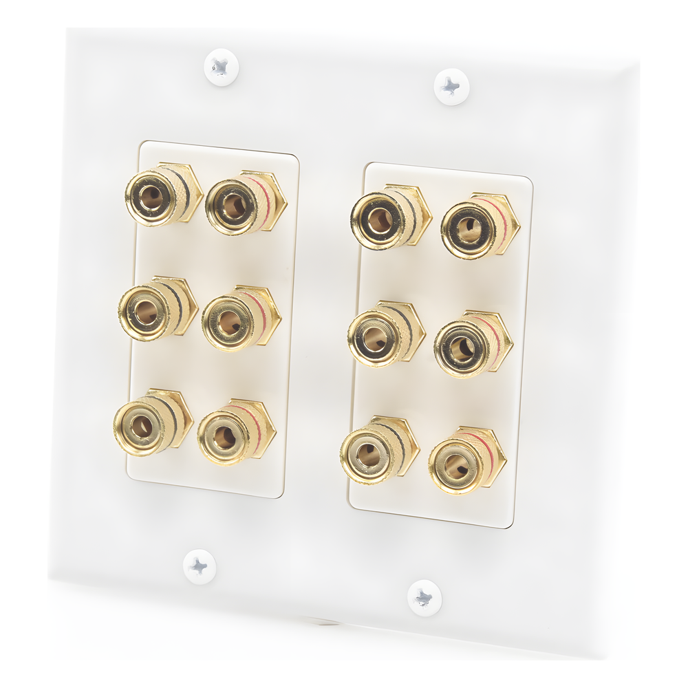 Placa de Pared | Postes de Unión Tipo Banana | Conexión para 6 Altavoces | Fácil Instalación | Conectores Chapados en Oro